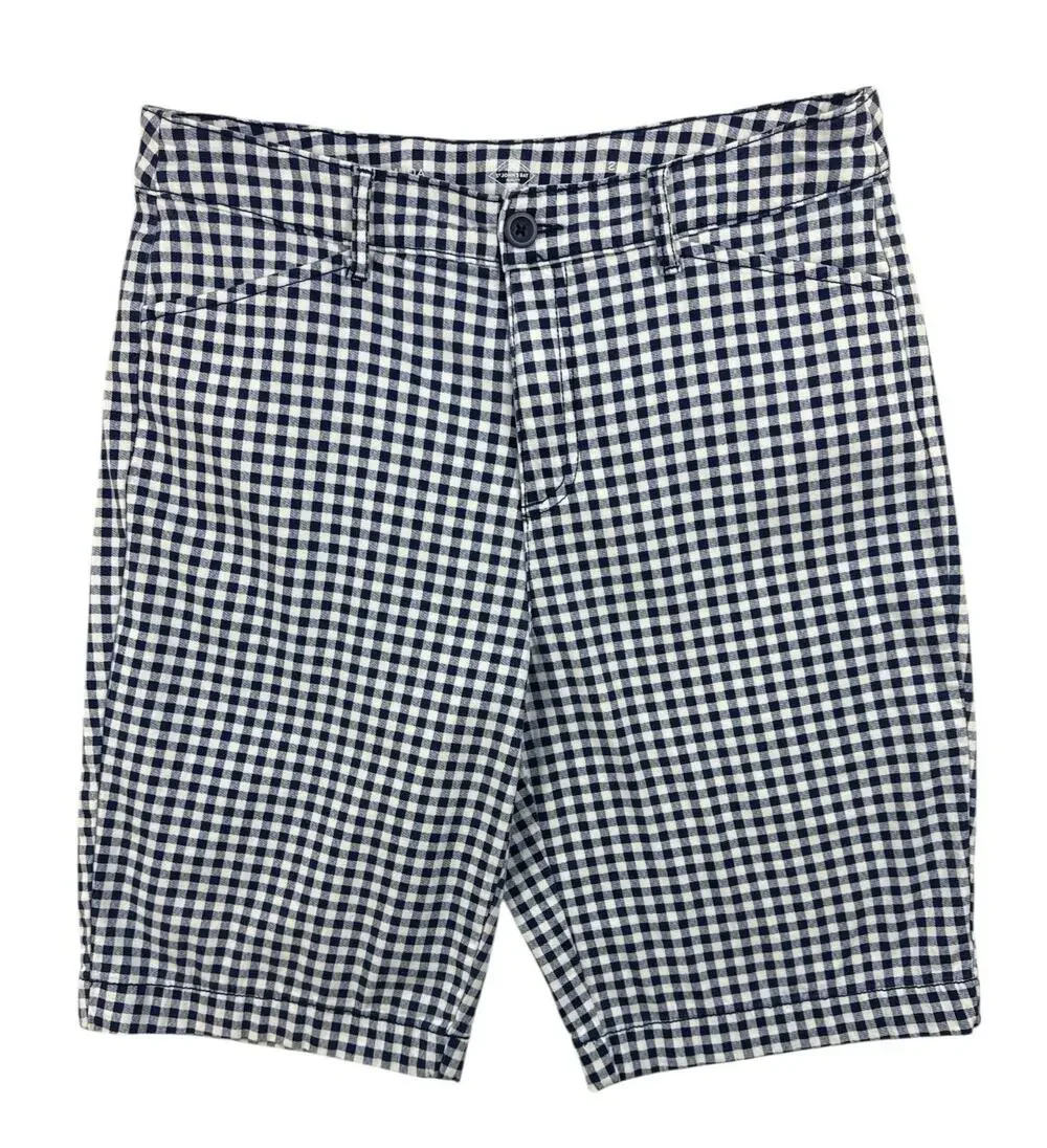 St John's Bay Bermuda Shorts Blue White Gingham Check Stretch Womens 12